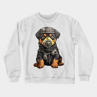 Rottweiler Dog Wearing Gas Mask Crewneck Sweatshirt